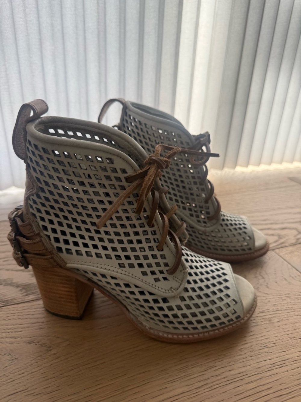 Freebird Lace-Up Block Heel Sandals - Picture 2 of 4